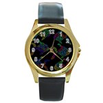 Decorative fish Round Gold Metal Watch Front