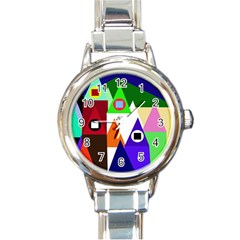 Colorful Houses  Round Italian Charm Watch