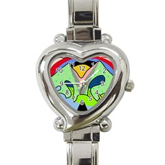 Colorful Landscape Heart Italian Charm Watch