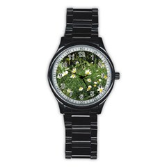 Wild Daisy Summer Flowers Stainless Steel Round Watch