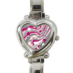 Magenta, Pink And Gray Design Heart Italian Charm Watch by Valentinaart