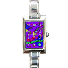 Music 2 Rectangle Italian Charm Watch