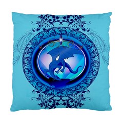 The Blue Dragpn On A Round Button With Floral Elements Standard Cushion Case (two Sides)