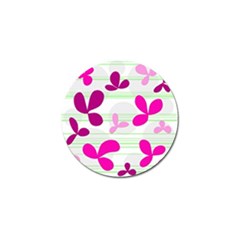 Magenta Floral Pattern Golf Ball Marker (4 Pack)