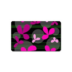 Magenta Floral Design Magnet (name Card) by Valentinaart