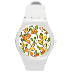 Decorative Floral Tree Round Plastic Sport Watch (m)