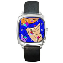 Decorative Abstract Art Square Metal Watch