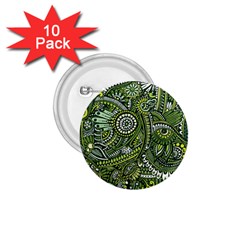 Green Boho Flower Pattern Zz0105 1 75  Button (10 Pack) 