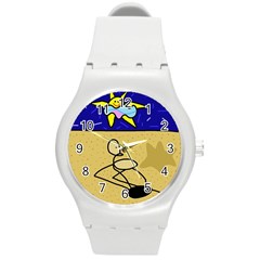 Sunbathing Round Plastic Sport Watch (m)