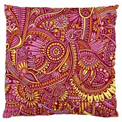 Pink Yellow Hippie Flower Pattern Zz0106 Large Cushion Case (two Sides)