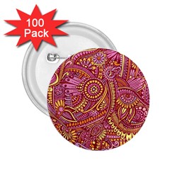 Pink Yellow Hippie Flower Pattern Zz0106 2 25  Button (100 Pack) by Zandiepants