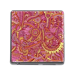 Pink Yellow Hippie Flower Pattern Zz0106 Memory Card Reader (square) by Zandiepants