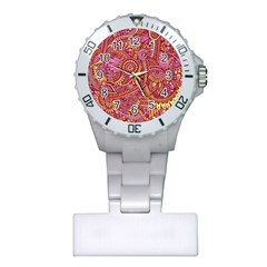 Pink Yellow Hippie Flower Pattern Zz0106 Plastic Nurses Watch