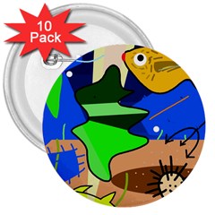 Aquarium  3  Buttons (10 Pack) 