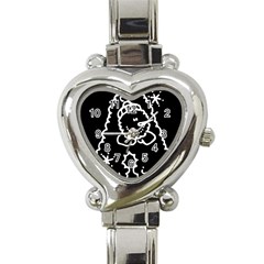 Funny Snowball Doodle Black White Heart Italian Charm Watch