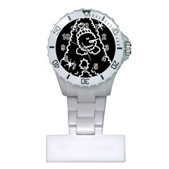 Funny Snowball Doodle Black White Plastic Nurses Watch