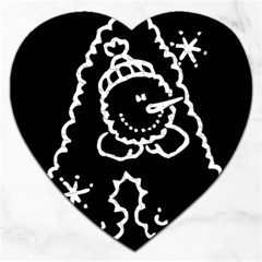 Funny Snowball Doodle Black White Jigsaw Puzzle (heart)