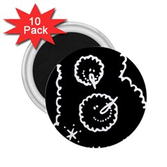 Funny Black And White Doodle Snowballs 2 25  Magnets (10 Pack) 