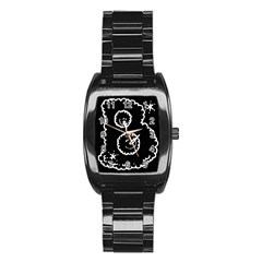 Funny Black And White Doodle Snowballs Stainless Steel Barrel Watch