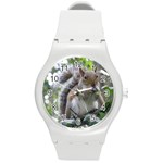 Gray Squirrel Eating Sycamore Seed Round Plastic Sport Watch (M) Front