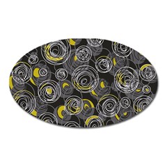 Gray And Yellow Abstract Art Oval Magnet