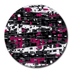 Magenta, White And Gray Decor Round Mousepads