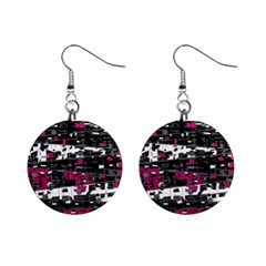 Magenta, White And Gray Decor Mini Button Earrings