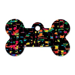 Playful Colorful Design Dog Tag Bone (two Sides)