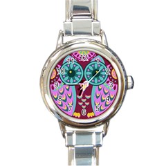 Owl Round Italian Charm Watch