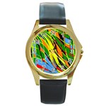 Jungle Round Gold Metal Watch Front