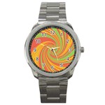 Green and orange twist Sport Metal Watch Front