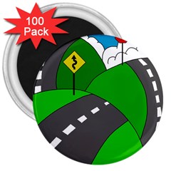 Hit The Road 3  Magnets (100 Pack) by Valentinaart