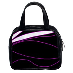 Purple, White And Black Lines Classic Handbags (2 Sides) by Valentinaart