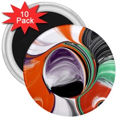 Abstract Orb In Orange, Purple, Green, And Black 3  Magnets (10 Pack)  by digitaldivadesigns