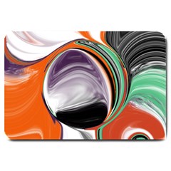 Abstract Orb In Orange, Purple, Green, And Black Large Doormat  by digitaldivadesigns