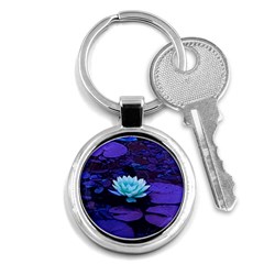 Lotus Flower Magical Colors Purple Blue Turquoise Key Chains (round)  by yoursparklingshop