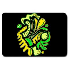 Yellow And Green Spot Large Doormat  by Valentinaart