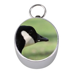 Goose, Black And White Mini Silver Compasses by picsaspassion