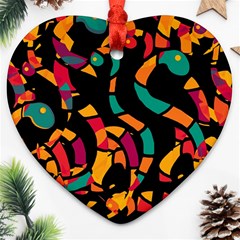 Colorful Snakes Heart Ornament (2 Sides) by Valentinaart