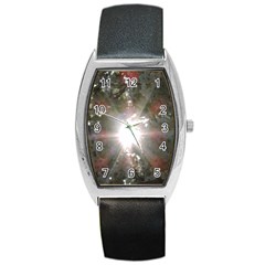 Sun Rays Through White Cherry Blossoms Barrel Style Metal Watch