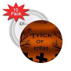 Trick Or Treat - Cemetery  2 25  Buttons (10 Pack)  by Valentinaart