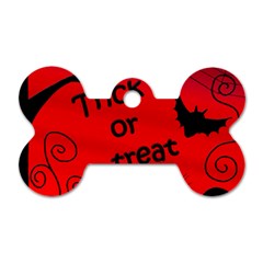 Trick Or Treat - Halloween Landscape Dog Tag Bone (one Side) by Valentinaart