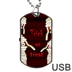 Halloween Mummy Dog Tag Usb Flash (one Side) by Valentinaart