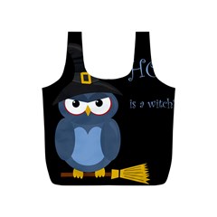 Halloween Witch - Blue Owl Full Print Recycle Bags (s)  by Valentinaart