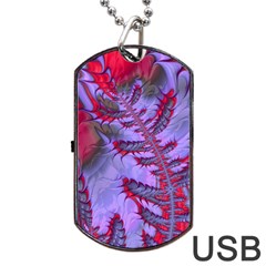 Freaky Friday Red  Lilac Dog Tag Usb Flash (one Side) by Fractalworld