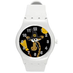 Halloween Giraffe Witch Round Plastic Sport Watch (m) by Valentinaart