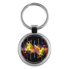 Crazy Multicolored Double Running Splashes Horizon Key Chains (round)  by EDDArt