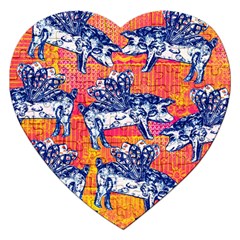 Little Flying Pigs Jigsaw Puzzle (heart) by DanaeStudio