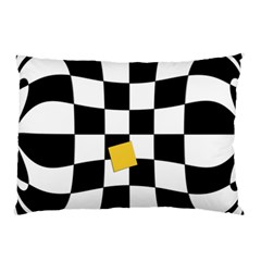 Dropout Yellow Black And White Distorted Check Pillow Case