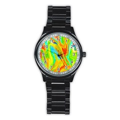 Happy Multicolor Painting Stainless Steel Round Watch by designworld65